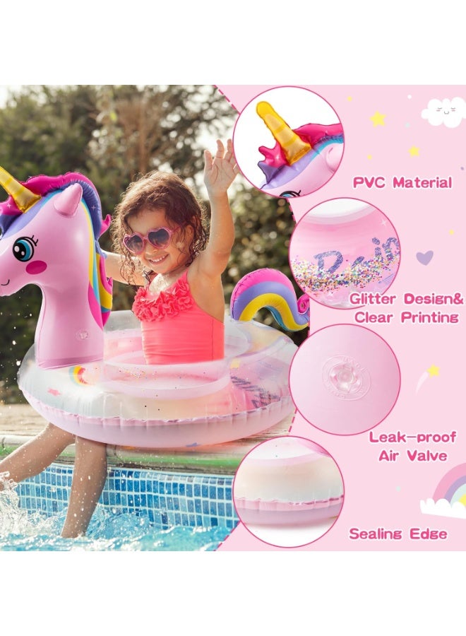 TAPIT Unicorn Inflatable Pool Float with Glitters Gradient Pink Swimming Ring Summer Outdoor Water Lounge Raft Fun Beach Floaties Vinyl Swim Floaty Pool Toys for Kids and Adults - Image 2